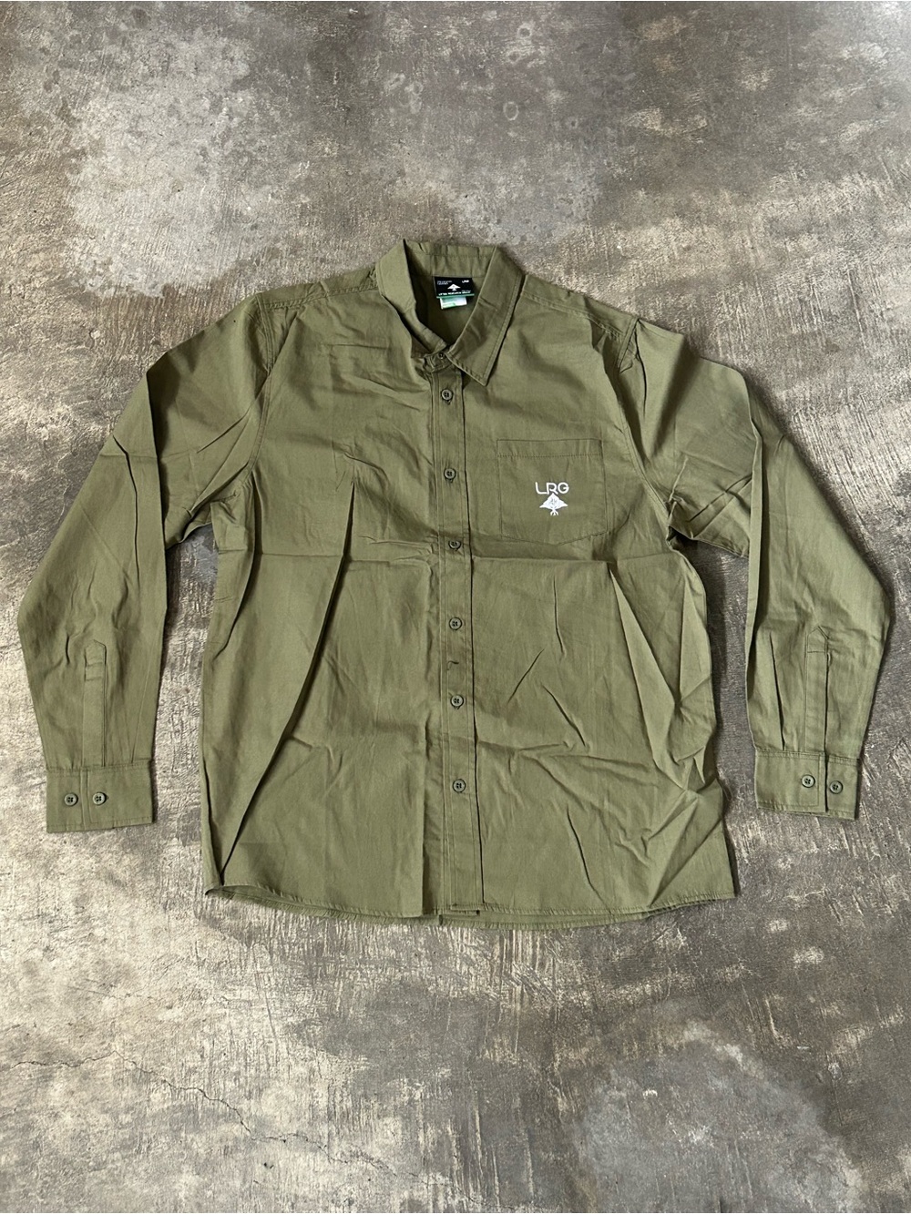 LRG Olive Green Long Sleeve Button-Down Shirt